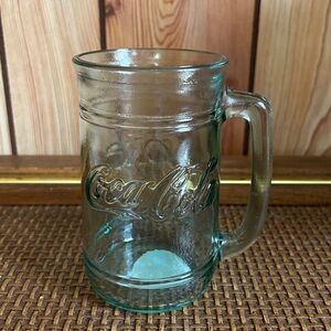 Vintage Coca-Cola Green Glass Mug Indiana Glass 16 oz Handle Made In USA